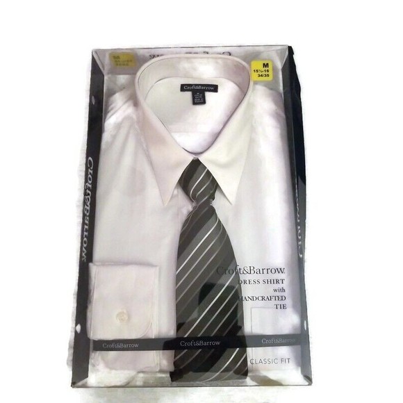 croft & barrow Other - Croft & Barrow Size M White Dress Shirt With Handcrafted Tie Size Classic Fit